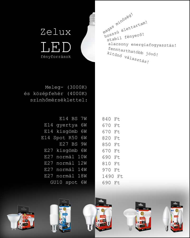 Zelux LED fényforrások